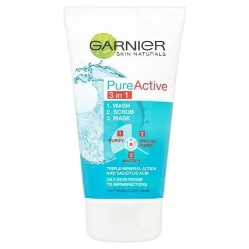 GARNIER PURE ACTIVE 3-IN-1 CLEANSER WASH, SCRUB, &amp; MASK 50ML